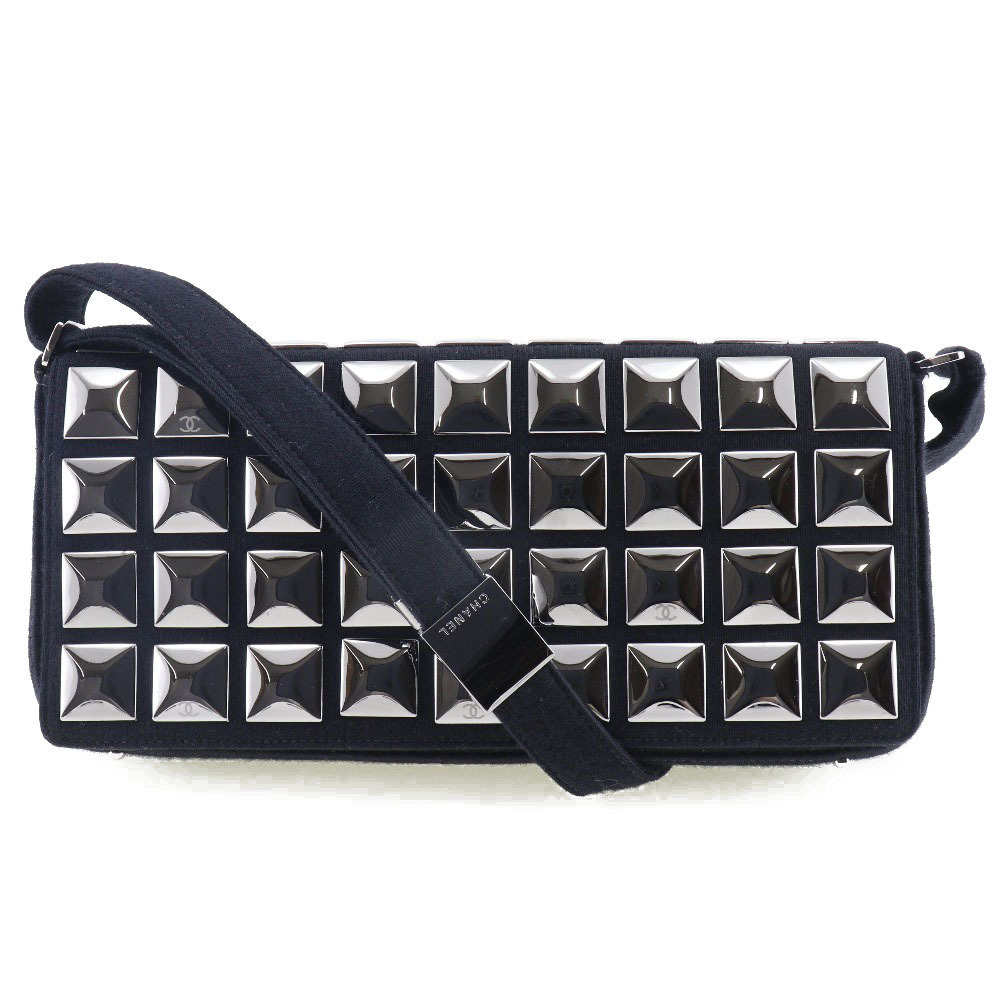 CHANEL Chocolate Bar Shoulder Bag Ice Cube Black